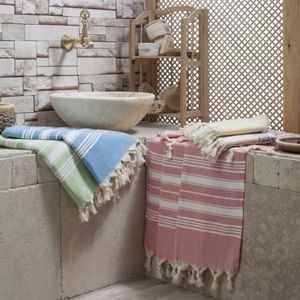 Turkish Cotton Large Towel Cabana Stripe Black Green White Peshtemal Bath Beach